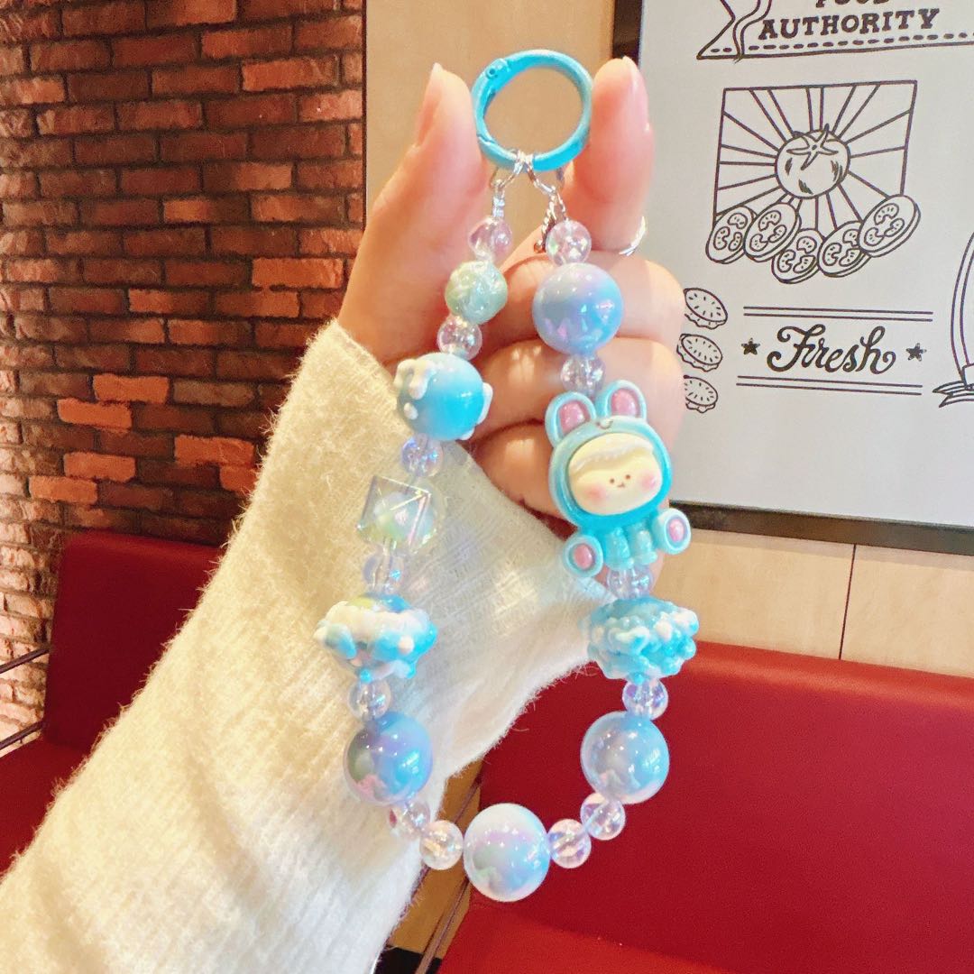 【ストラップ】リリス・蝶々（アクリル・レジンビーズ・二重構造のビーズ・レンジDIY)