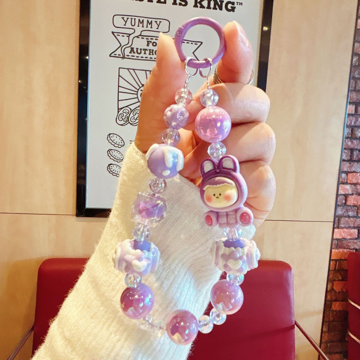 【ストラップ】リリス・蝶々（アクリル・レジンビーズ・二重構造のビーズ・レンジDIY)