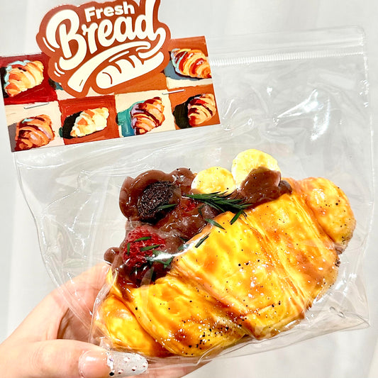 【スクイーズ自由選択】【大きなクロワッサン】 - スクイーズ - 手作り- 食品グレードのシリコン素材